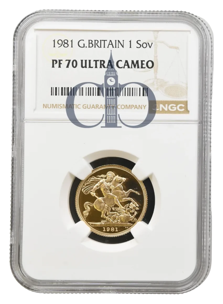 1981 Full Sovereign Proof reverse by Benedetto Pistrucci
