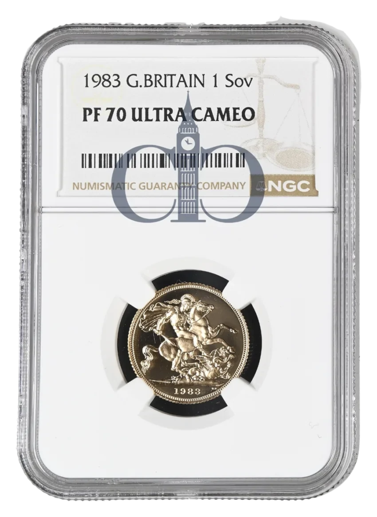 1983 Full Sovereign Proof reverse by Benedetto Pistrucci