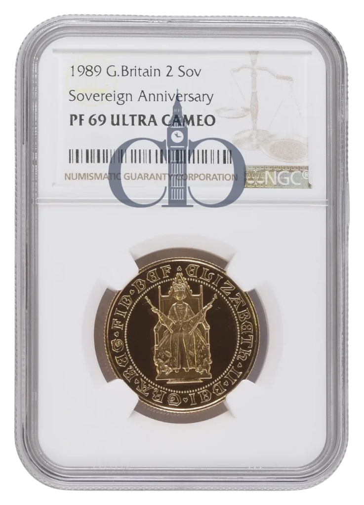 1989 £2 Tudor Rose Proof reverse
