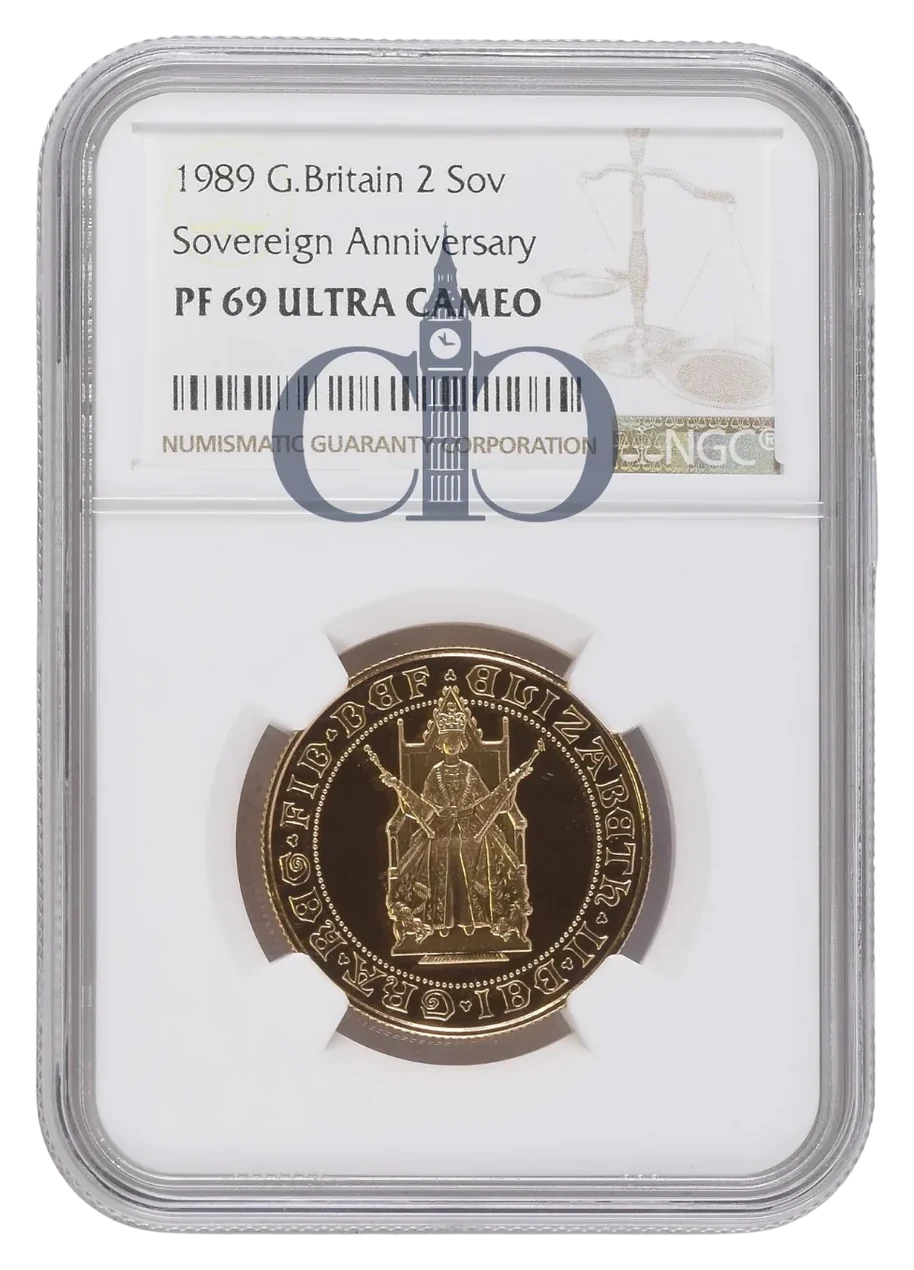 1989 £2 Tudor Rose Proof reverse