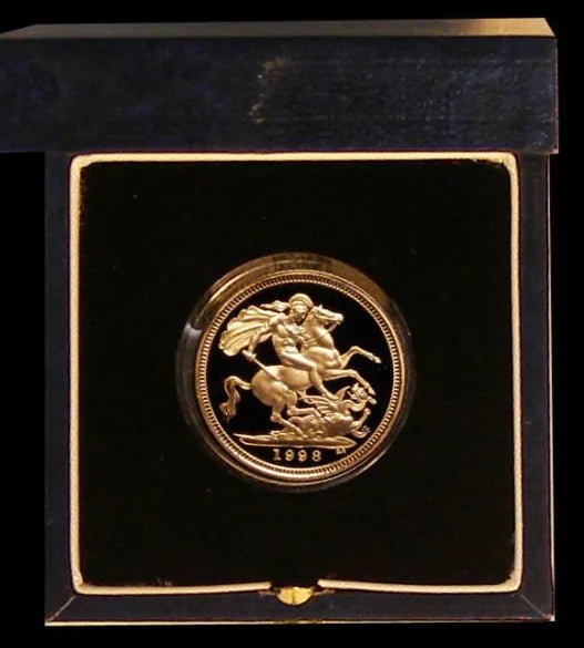1998 Queen Elizabeth II Half Sovereign Gold Proof reverse by Benedetto PistrucciProof