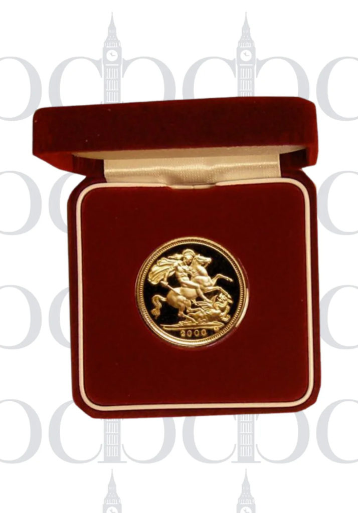 2000 Queen Elizabeth II Half Sovereign Gold Proof reverse by Benedetto Pistrucci