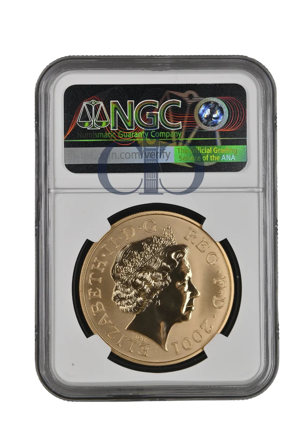 2001 Reverse Frosted Gold Proof Queen Victoria £5 obverse by Ian Rank-Broadley