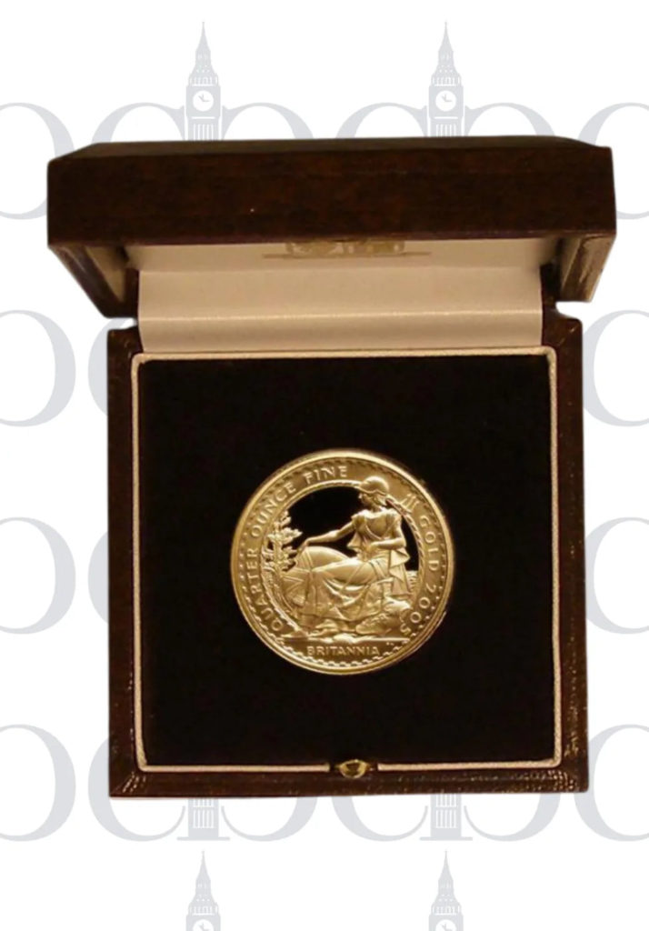2005 Britannia £25 1/4oz Gold Proof reverse by Philip Nathan