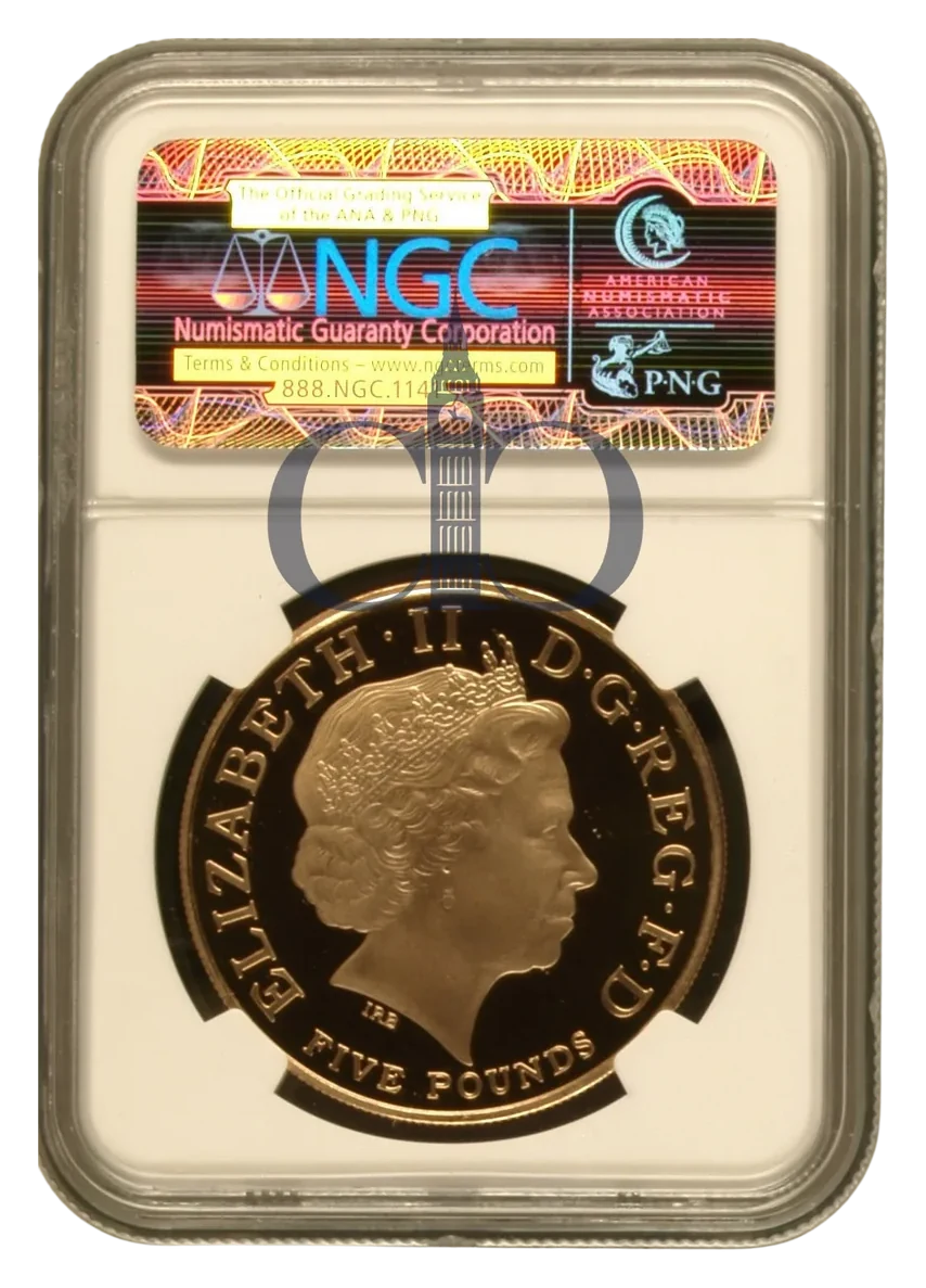 2009 £5 Countdown to London Olympics Proof obverse by Ian Rank-Broadley