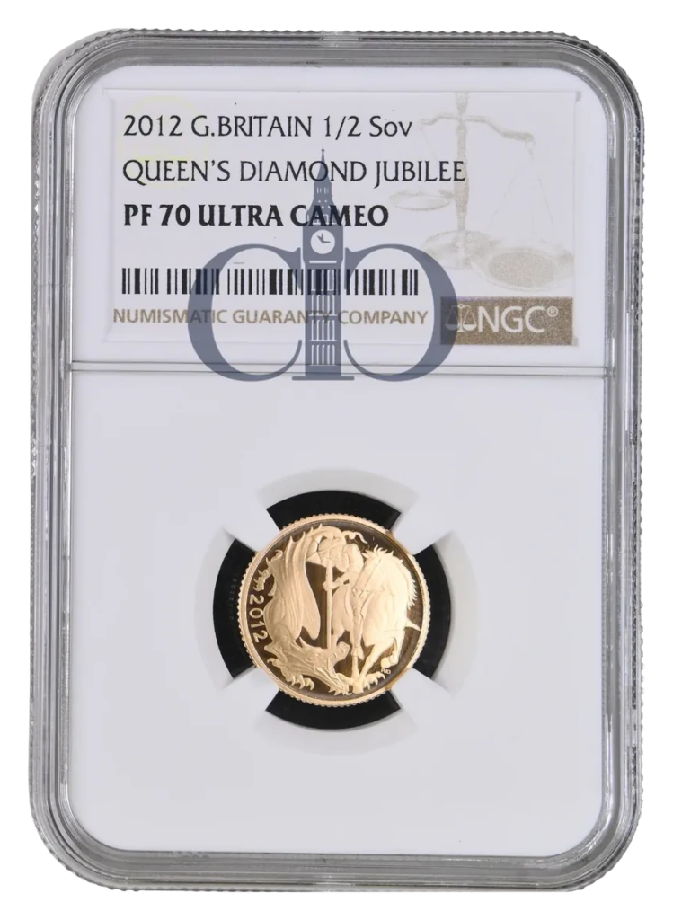 2012 Gold Proof Diamond Jubilee Half Sovereign reverse by Paul Day