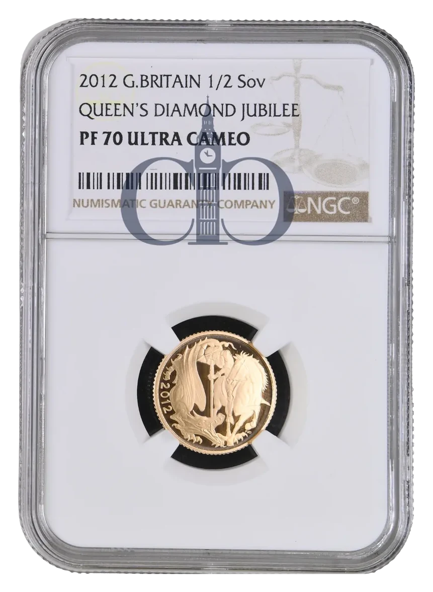 2012 Gold Proof Diamond Jubilee Half Sovereign reverse by Paul Day