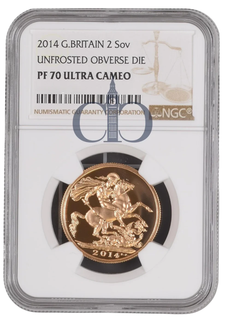 2014 £2 Sovereign Unfrosted Die Obverse Proof reverse