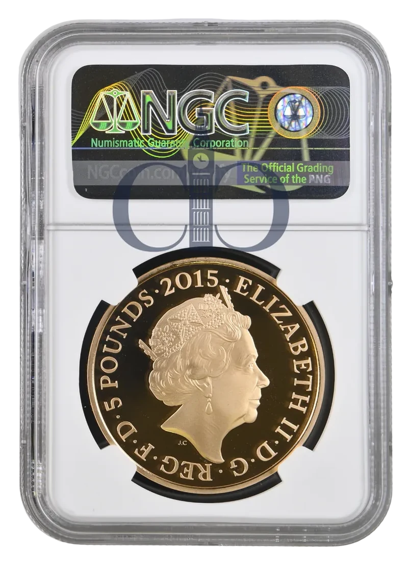 2015 Battle of Waterloo Bicentenary £5 Gold Proof obverse by Jody Clark