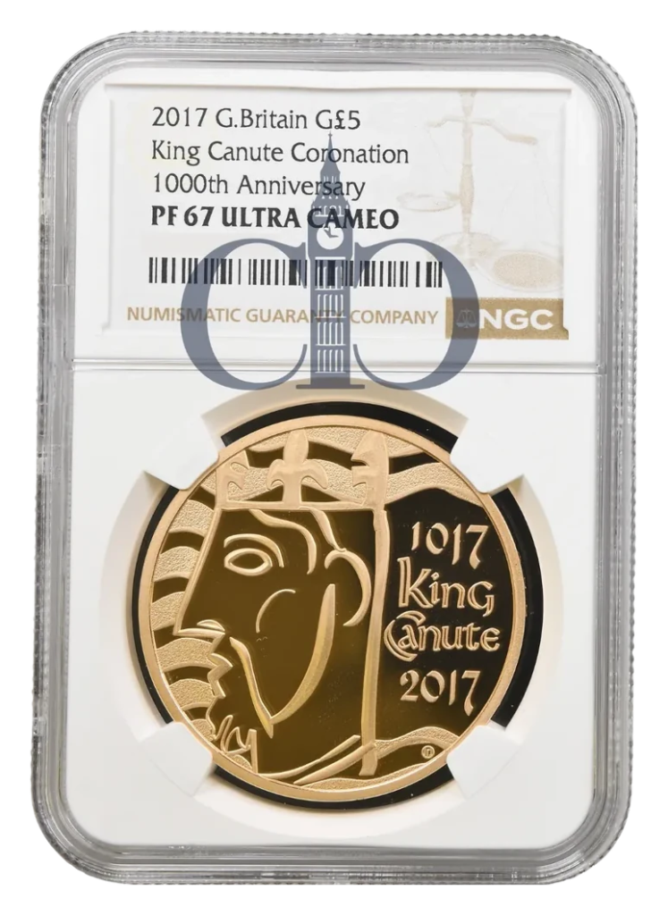 2017 Gold Proof King Canute £5 reverse by Lee R. Jones