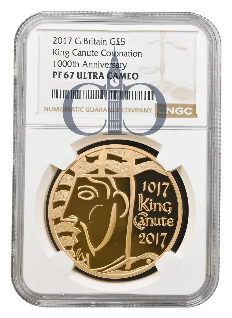 2017 Gold Proof King Canute £5 reverse by Lee R. Jones