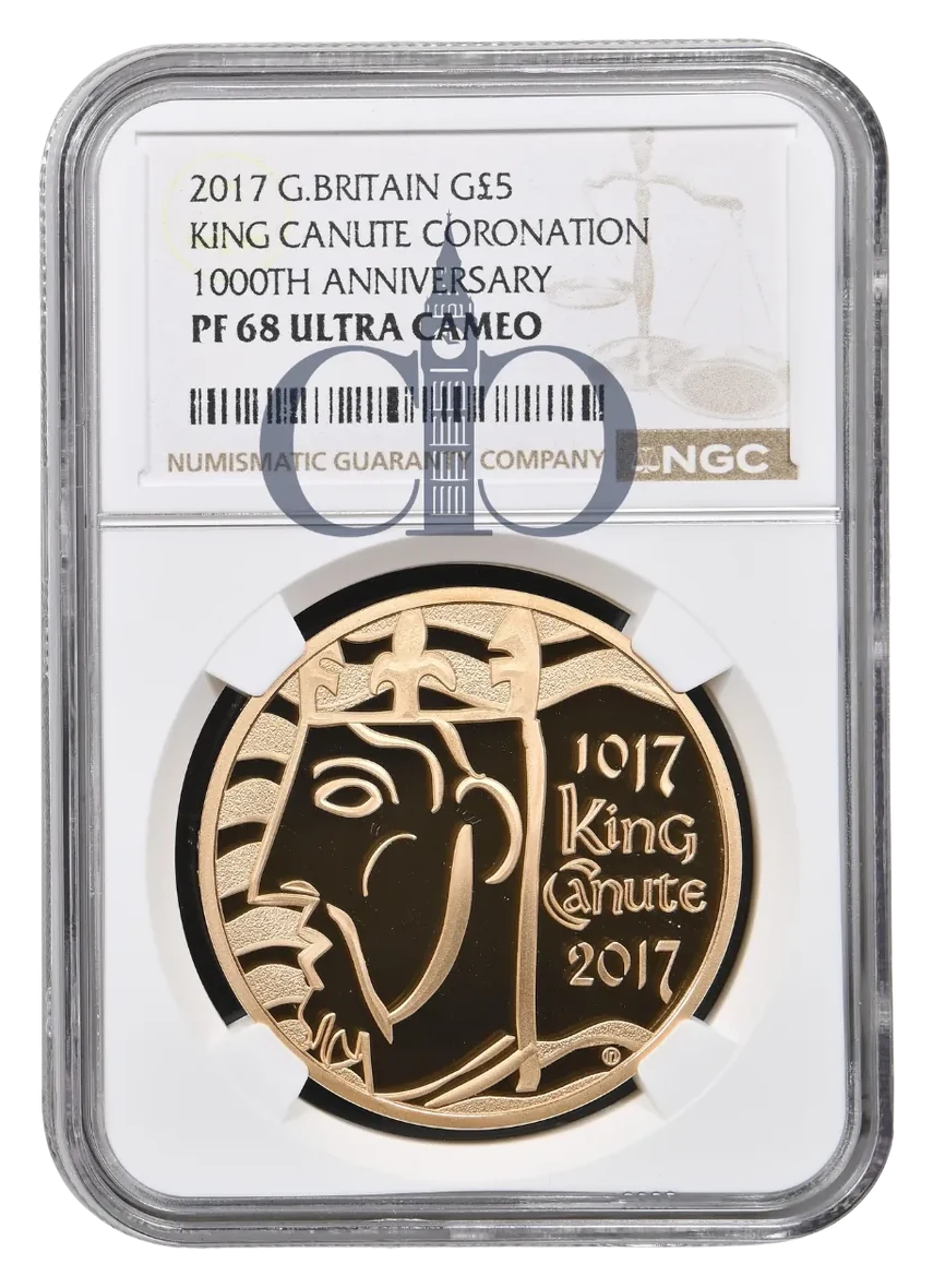 2017 Gold Proof King Canute £5 reverse by Lee R. Jones