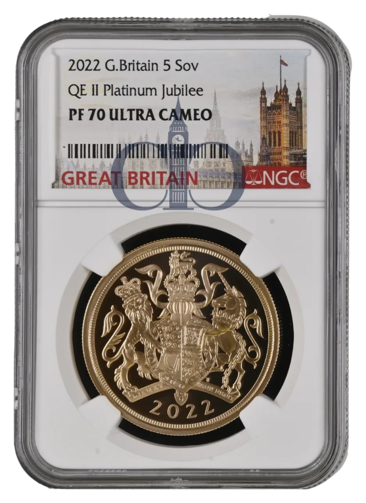 2022 £5 Platinum Jubilee Proof reverse by Timothy Noad