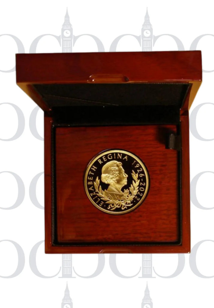 2022 Queen Elizabeth II Memorial £100 1oz Gold Proof reverse by John Bergdahl