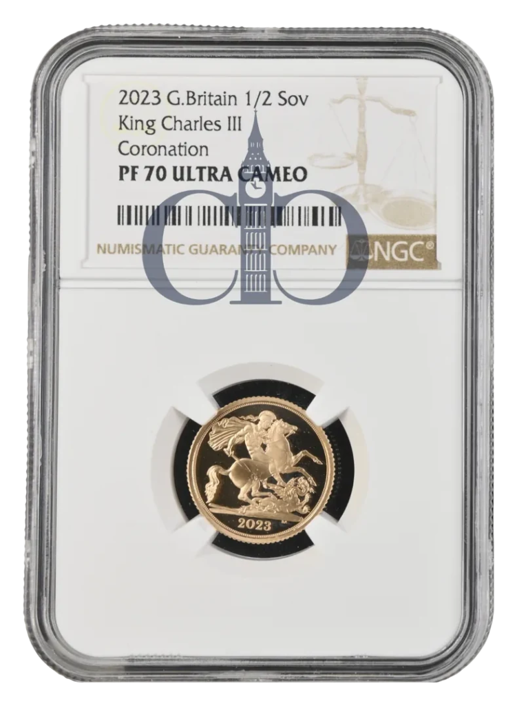 2023 King Charles III Coronation Half Sovereign reverse Saint George and the Dragon by Benedetto Pistrucci