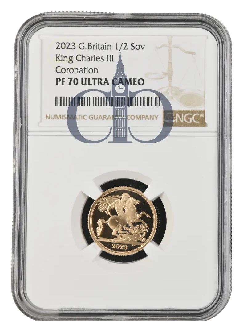 2023 King Charles III Coronation Half Sovereign reverse Saint George and the Dragon by Benedetto Pistrucci